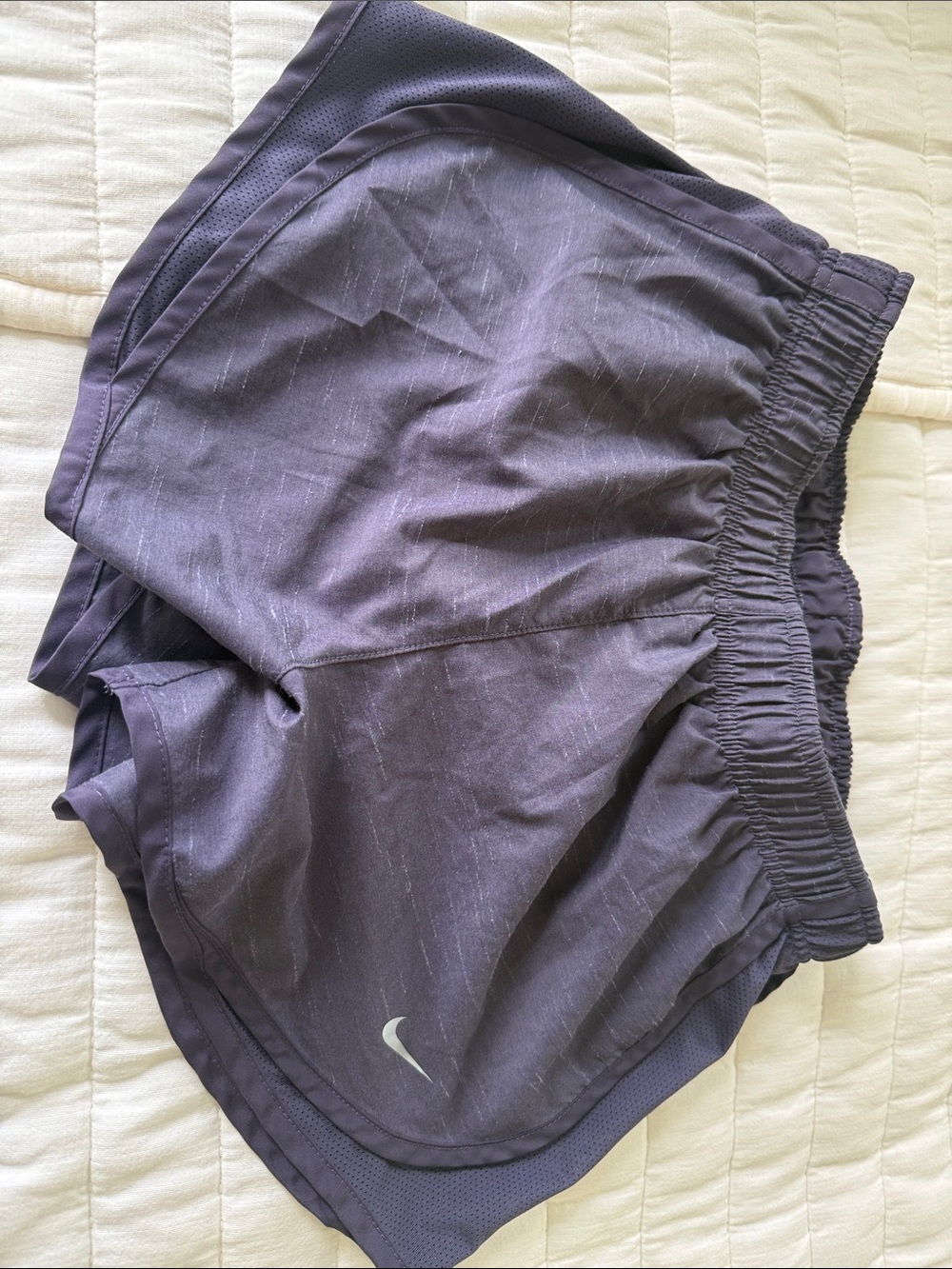 Nike Women's Dark Purple Athletic Shorts. Dri fit material with liner